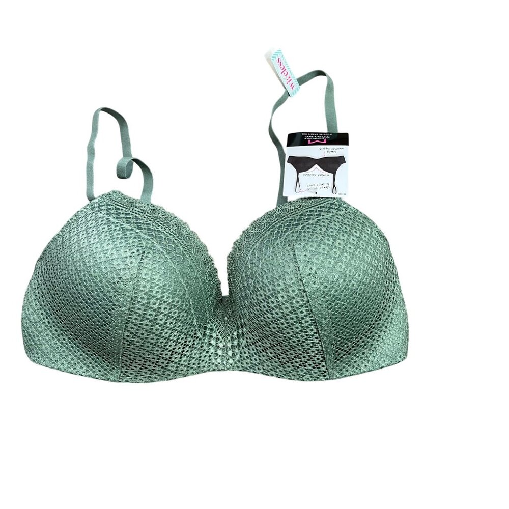 Maidenform Wireless T-Shirt Bra Women's 38B Green Modern Neck Convertible Straps